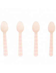 Colheres Madeira Losangos Rosa